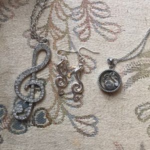 Music Notes Silver Jewelry Set